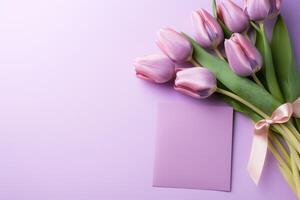 ai gerado amor cartões, envelope e tulipas foto