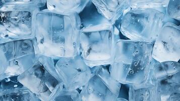 ai gerado gelo cubos, gelo fundo, topo Visão foto