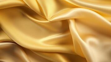 ai gerado seda tecido do dourado cor, topo visualizar, fundo e padronizar a partir de natural material. foto