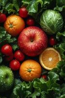 ai gerado variedade do frutas e legumes foto
