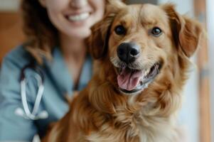 ai gerado feliz veterinário clínica vibrações foto