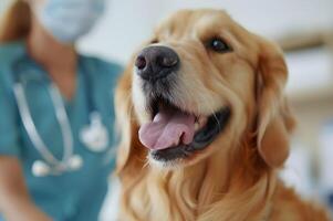 ai gerado feliz veterinário clínica vibrações foto