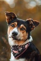 ai gerado cachorro vestindo bandana foto