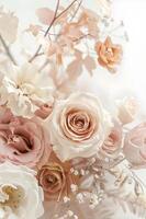 ai gerado delicado corar Rosa e marfim floral arranjo foto
