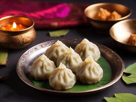 ai gerado modak é a indiano doce bolinho de massa oferecido para senhor ganapati em ganesh chaturthi festival foto