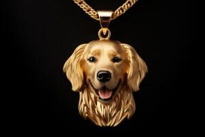 ai gerado personalizado animal dourado colar tag pingente. gerar ai foto