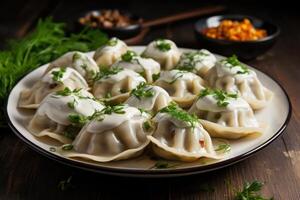 ai gerado recheado prato dumplings. gerar ai foto