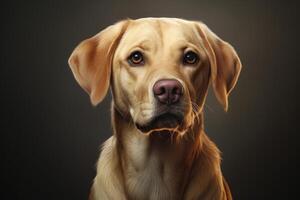 ai gerado domesticado realista cachorro sentado em cozinha chão. gerar ai foto