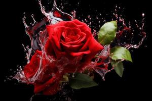 ai gerado perfumado vermelho rosa flor plantar verão. gerar ai foto