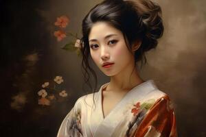 ai gerado elegante japonês mulher. gerar ai foto