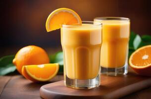 ai gerado saudável laranja batido, desintoxicante fruta batido, dieta batido para peso perda, saudável comendo e nutrição, orgânico produtos foto