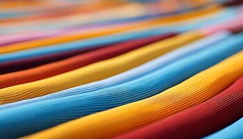 ai gerado vibrante colori têxtil coleção dentro uma arco Iris do variações gerado de ai foto