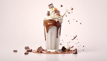 ai gerado indulgente sobremesa Sombrio chocolate milkshake com Derretendo gelo creme gerado de ai foto