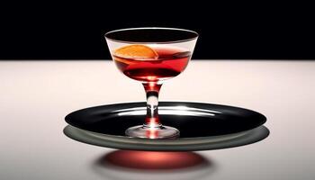 ai gerado celebração do elegância martini vidro, vermelho vinho, e coquetel gerado de ai foto