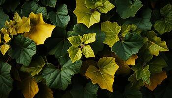 ai gerado vibrante outono folhagem decora a floresta dentro uma colorida padronizar gerado de ai foto