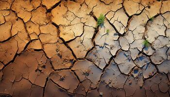 ai gerado danificado, erodido terra dentro árido clima natureza abstrato, quebrado Projeto gerado de ai foto