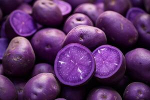 ai gerado vibrante roxa doce batatas. gerar ai foto