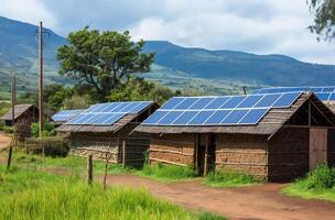 ai gerado Vila casas com solar poder foto