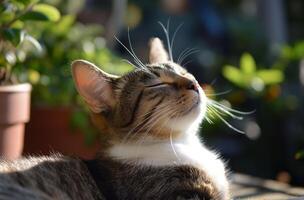 ai gerado conteúdo gato dentro luz solar foto