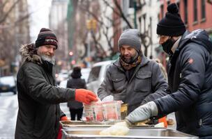 ai gerado rua Comida folheto dentro urbano configuração foto