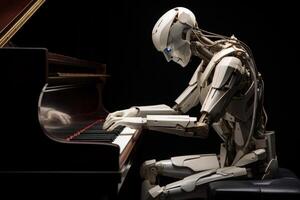 ai gerado robô jogando piano melodia. gerar ai foto