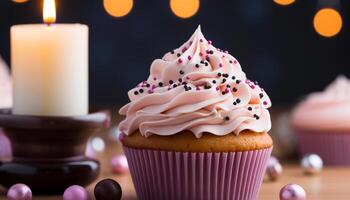 ai gerado caseiro Bolinho decoração, doce indulgência para aniversário celebração gerado de ai foto