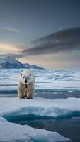 ai gerado ártico país das maravilhas polar ursos roaming coberto de gelo paisagens foto