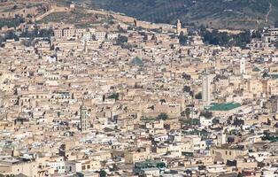 panorama do a velho medina dentro fes. Marrocos, África. foto