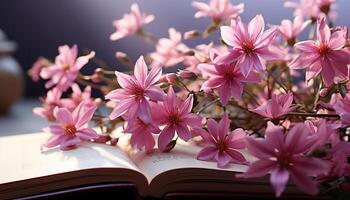 ai gerado frescor e beleza dentro natureza uma vibrante Rosa flor flores gerado de ai foto