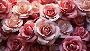 ai gerado frescor do natureza beleza dentro uma ramalhete do Rosa flores gerado de ai foto