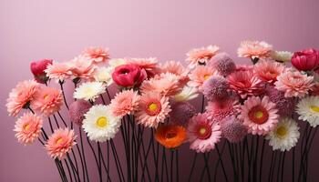 ai gerado uma vibrante ramalhete do multi colori flores decora a Prado gerado de ai foto
