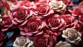 ai gerado frescor e beleza dentro natureza, uma ramalhete do Rosa flores gerado de ai foto