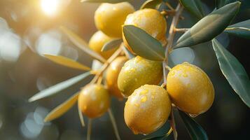 ai gerado Oliva fruta ramo foto