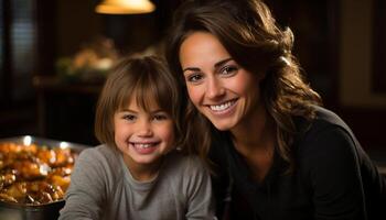 ai gerado sorridente família, 1 criança, felicidade, amor, União, alegria, Diversão gerado de ai foto