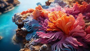 ai gerado embaixo da agua beleza vibrante coral, multi colori peixe, e profundo azul gerado de ai foto