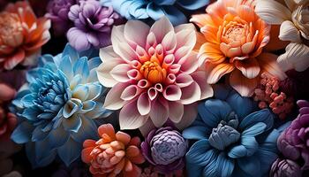 ai gerado uma vibrante ramalhete do colorida flores dentro natureza lindo pano de fundo gerado de ai foto