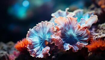 ai gerado embaixo da agua beleza peixe, coral, e natureza dentro tropical recife gerado de ai foto