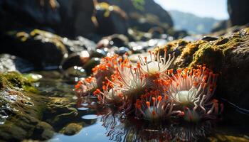 ai gerado embaixo da agua beleza peixe, coral, e vibrante cores dentro natureza gerado de ai foto