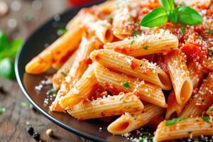 ai gerado Macarrão Penne arrabbiata,a clássico italiano massa prato. generativo ai foto