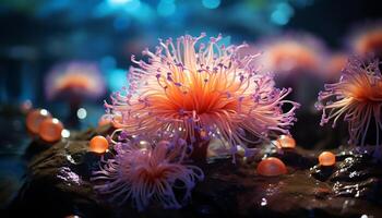 ai gerado vibrante embaixo da agua beleza peixe, coral, e colorida mar vida gerado de ai foto