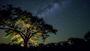 ai gerado noite céu brilha com leitoso caminho, uma celestial obra-prima gerado de ai foto