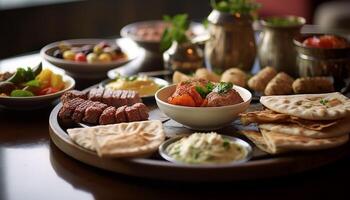 ai gerado frescor em prato gourmet refeição, saudável comendo, caseiro salada gerado de ai foto