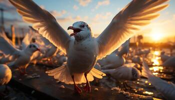 ai gerado a gaivota emplumado bico simboliza liberdade dentro natureza beleza gerado de ai foto