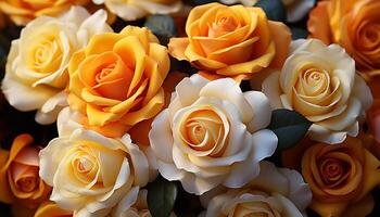 ai gerado uma vibrante ramalhete do Rosa e amarelo flores para uma Casamento gerado de ai foto