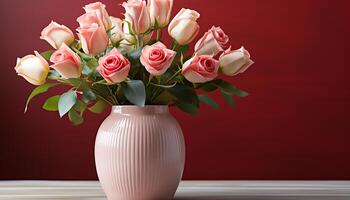 ai gerado uma fresco ramalhete do Rosa tulipas, uma presente do amor gerado de ai foto