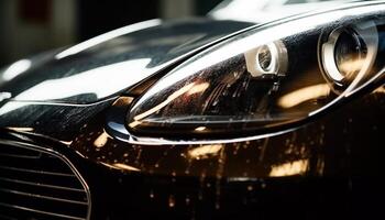 ai gerado brilhante cromada Parachoque reflete elegância do vintage carro dentro movimento gerado de ai foto