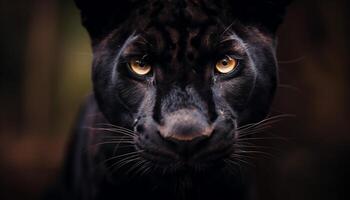 ai gerado fofa felino olhando fixamente, Preto e branco, ao ar livre gerado de ai foto