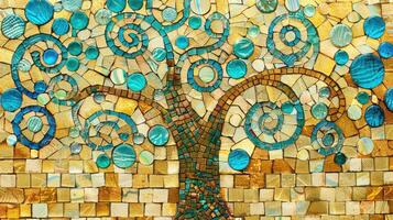 ai gerado descobrir a encantador beleza do uma colorida mosaico árvore do vida obra de arte. ai gerado. foto