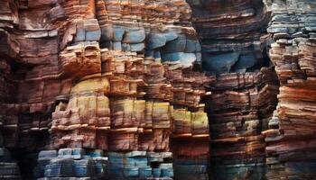 ai gerado Rocha formação em litoral, água movimento, natural beleza gerado de ai foto