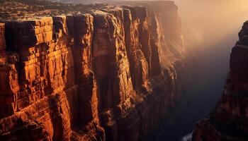 ai gerado majestoso Rocha formação, natureza beleza dentro pôr do sol gerado de ai foto